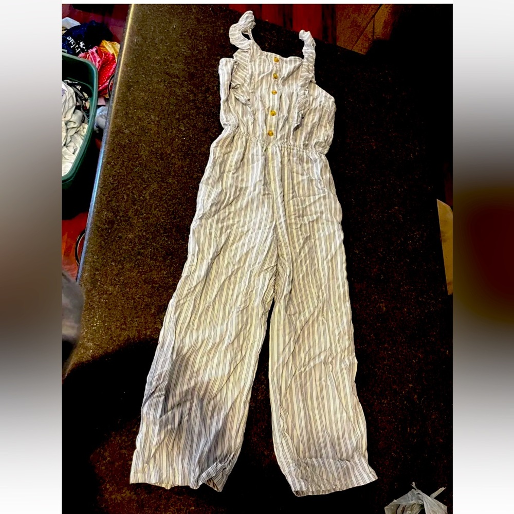 Abercrombie kids 13/14 striped ruffle jumpsuit